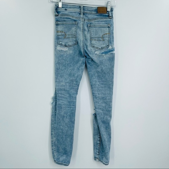 American Eagle hi rise jegging acid wash distressed next level stretch size 00P - Picture 2 of 12